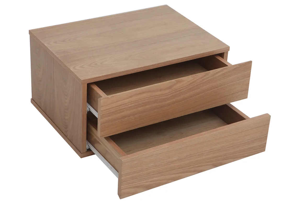 Bureau modulable design avec rangements 2 tiroirs bois clair L140-218 cm MAX