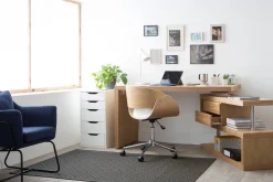 Bureau modulable design avec rangements 2 tiroirs bois clair L140-218 cm MAX