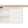 Bureau modulable design blanc brillant et bois clair frêne L160-235 cm NEW MAX