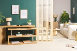 Bureau modulable design en bois clair chêne L140-214 cm MAX