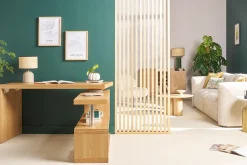 Bureau modulable design en bois clair chêne L140-214 cm MAX