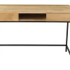 Bureau à rangements industriel bois manguier massif et métal noir L118 cm YPSTER