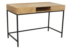 Bureau à rangements industriel bois manguier massif et métal noir L118 cm YPSTER