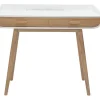 Bureau scandinave blanc et bois clair avec rangements 2 tiroirs L100 cm HALLEN