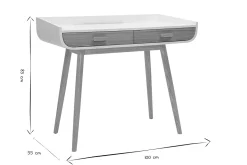 Bureau scandinave blanc et bois clair avec rangements 2 tiroirs L100 cm HALLEN