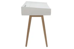 Bureau scandinave blanc et bois clair avec rangements 2 tiroirs L100 cm HALLEN