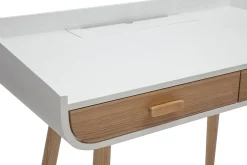 Bureau scandinave blanc et bois clair avec rangements 2 tiroirs L100 cm HALLEN