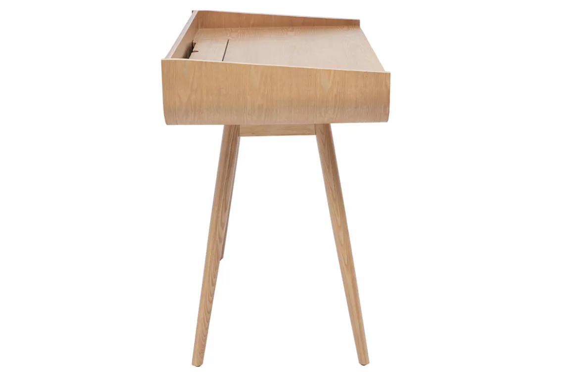 Bureau scandinave bois clair avec rangements 2 tiroirs L100 cm HALLEN
