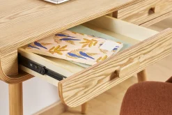 Bureau scandinave bois clair avec rangements 2 tiroirs L100 cm HALLEN