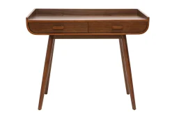Bureau scandinave bois foncé avec rangements 2 tiroirs L100 cm HALLEN