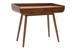 Bureau scandinave bois foncé avec rangements 2 tiroirs L100 cm HALLEN