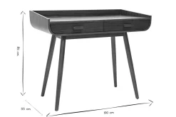 Bureau scandinave bois foncé avec rangements 2 tiroirs L100 cm HALLEN