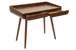 Bureau scandinave bois foncé avec rangements 2 tiroirs L100 cm HALLEN