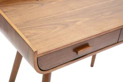 Bureau scandinave bois foncé avec rangements 2 tiroirs L100 cm HALLEN