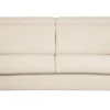 Canapé convertible avec têtières ajustables 3 places en tissu beige et bois clair avec matelas 13 cm GOYA