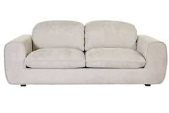 Canapé convertible avec têtières ajustables 3 places en tissu velours chenille beige NOAM