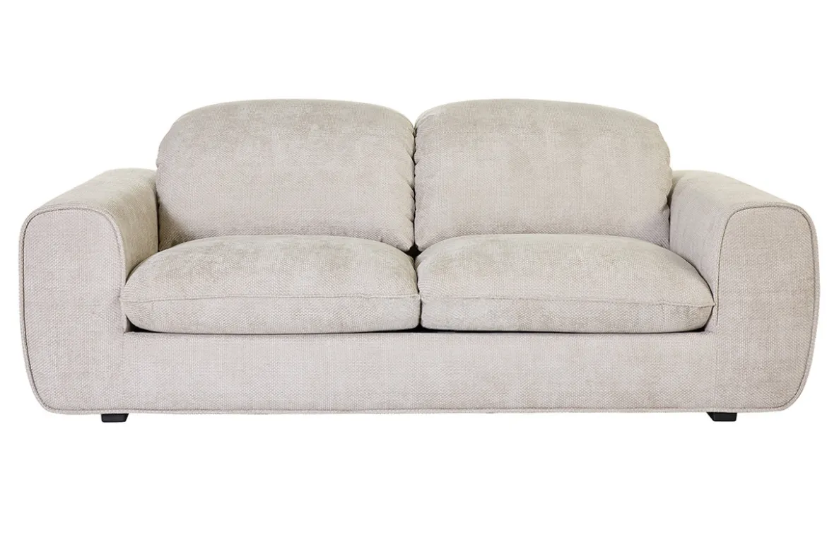 Canapé convertible avec têtières ajustables 3 places en tissu velours chenille beige NOAM