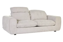 Canapé convertible avec têtières ajustables 3 places en tissu velours chenille beige NOAM