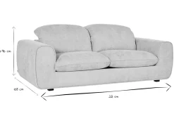 Canapé convertible avec têtières ajustables 3 places en tissu velours chenille beige NOAM