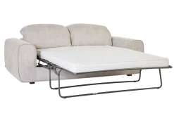 Canapé convertible avec têtières ajustables 3 places en tissu velours chenille beige NOAM