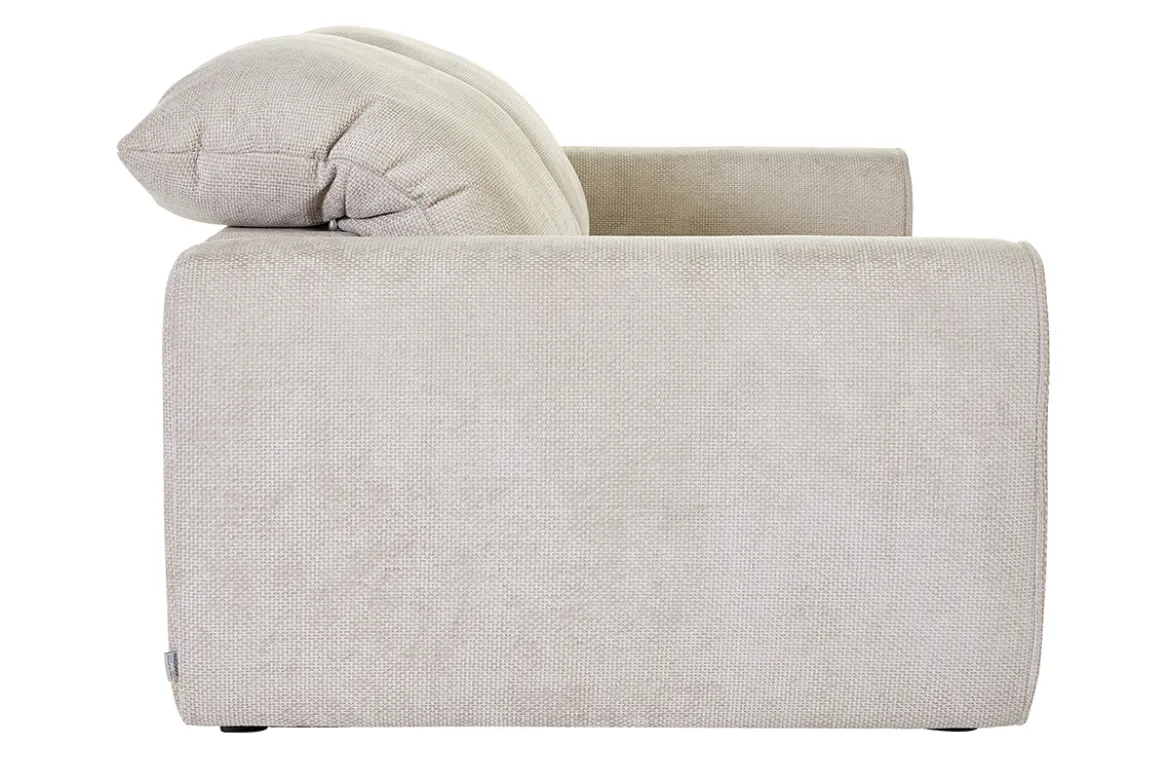 Canapé convertible avec têtières ajustables 3 places en tissu velours chenille beige NOAM