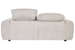 Canapé convertible avec têtières ajustables 3 places en tissu velours chenille beige NOAM