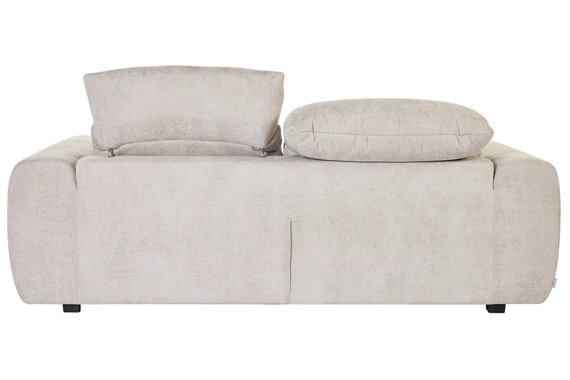Canapé convertible avec têtières ajustables 3 places en tissu velours chenille beige NOAM
