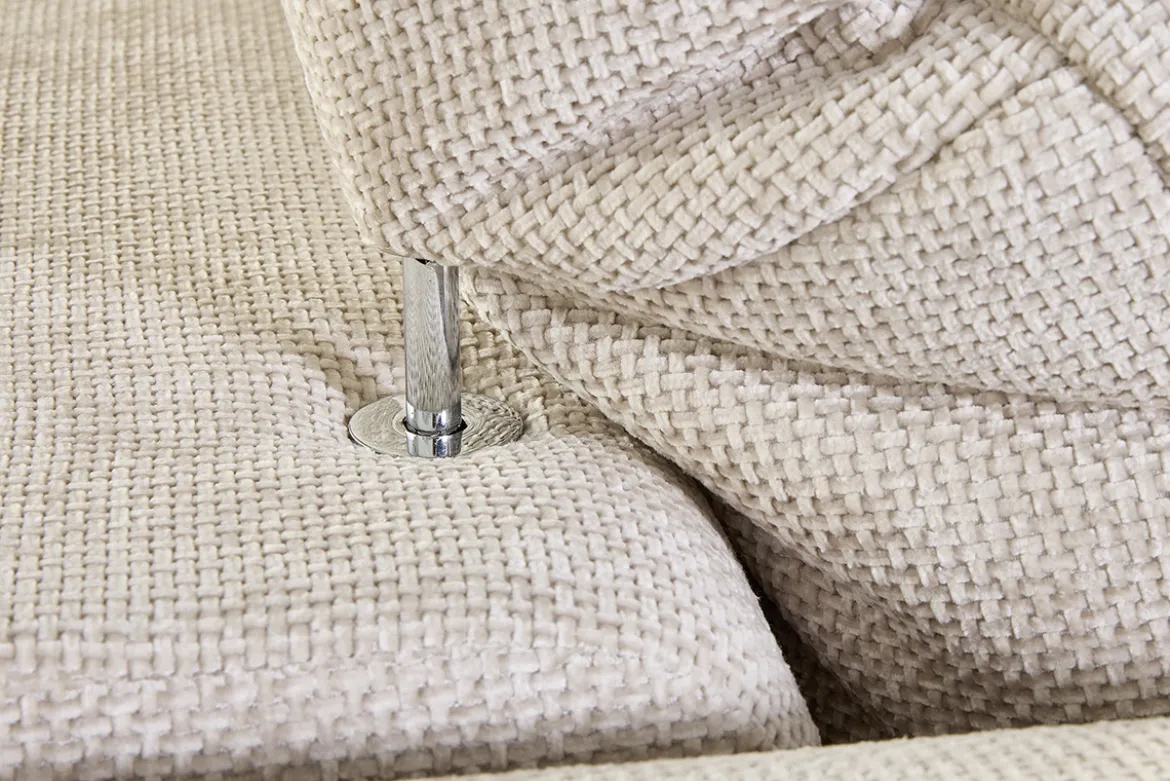 Canapé convertible avec têtières ajustables 3 places en tissu velours chenille beige NOAM