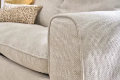 Canapé convertible avec têtières ajustables 3 places en tissu velours chenille beige NOAM