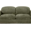 Canapé convertible avec têtières ajustables 3 places en tissu effet velours texturé vert kaki NOAM