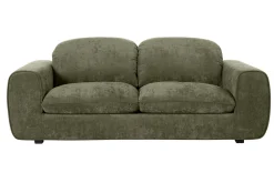 Canapé convertible avec têtières ajustables 3 places en tissu effet velours texturé vert kaki NOAM