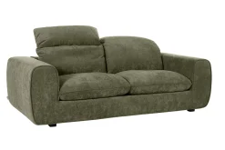 Canapé convertible avec têtières ajustables 3 places en tissu effet velours texturé vert kaki NOAM