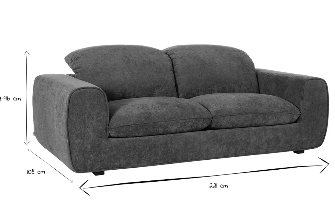 Canapé convertible avec têtières ajustables 3 places en tissu effet velours texturé vert kaki NOAM