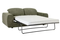 Canapé convertible avec têtières ajustables 3 places en tissu effet velours texturé vert kaki NOAM