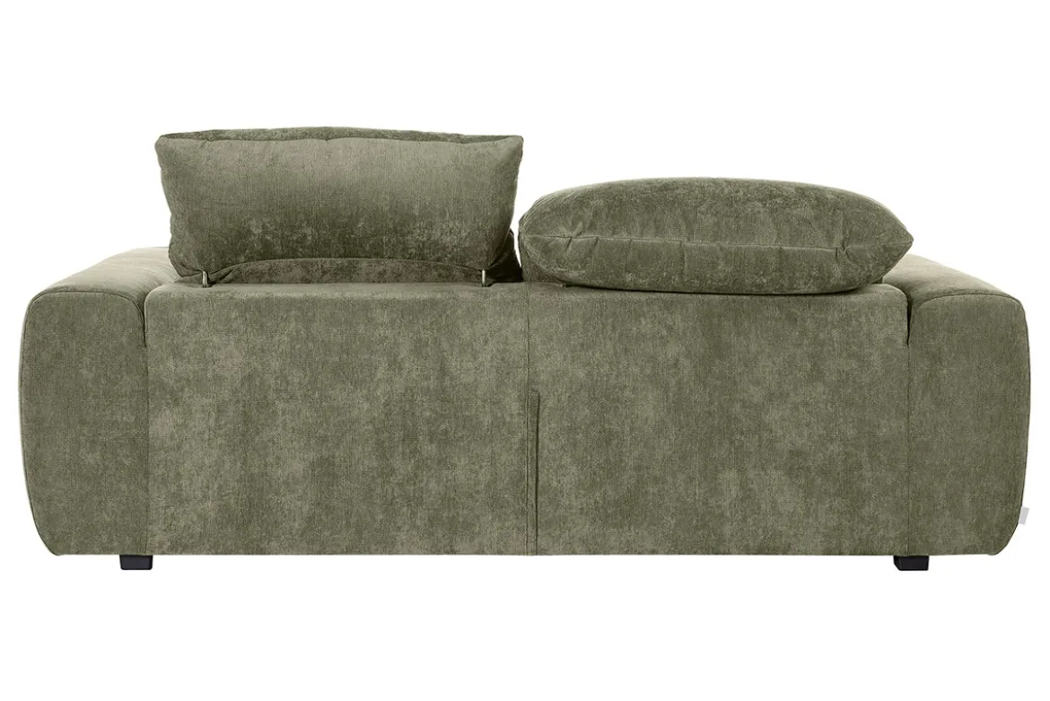 Canapé convertible avec têtières ajustables 3 places en tissu effet velours texturé vert kaki NOAM