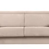 Canapé convertible avec têtières ajustables 3 places en tissu effet velours beige avec matelas 18 cm NORO