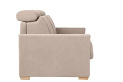 Canapé convertible avec têtières ajustables 3 places en tissu effet velours beige avec matelas 18 cm NORO