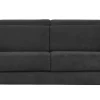 Canapé convertible avec têtières ajustables 3 places en tissu effet velours gris anthracite et bois clair avec matelas 13 cm GOYA