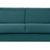 Canapé convertible avec têtières ajustables 3 places en tissu bleu canard avec matelas 18 cm NORO