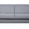 Canapé convertible avec têtières ajustables 3 places en tissu gris et bois clair et matelas 18 cm GOYA