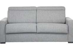 Canapé convertible avec têtières ajustables 3 places en tissu gris clair avec matelas 18 cm NORO