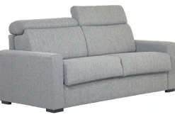 Canapé convertible avec têtières ajustables 3 places en tissu gris clair avec matelas 18 cm NORO