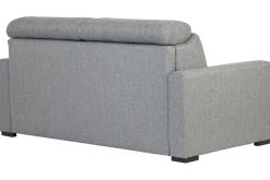 Canapé convertible avec têtières ajustables 3 places en tissu gris clair avec matelas 18 cm NORO