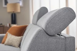 Canapé convertible avec têtières ajustables 3 places en tissu gris clair avec matelas 18 cm NORO