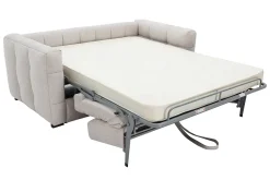 Canapé convertible design 3 places en tissu effet velours texturé beige CORTO