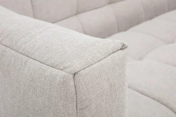 Canapé convertible design 3 places en tissu effet velours texturé beige CORTO