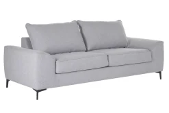 Canapé convertible design 3 places en tissu gris et métal noir GAEL