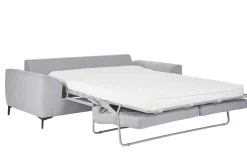 Canapé convertible design 3 places en tissu gris et métal noir GAEL