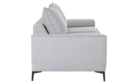 Canapé convertible design 3 places en tissu gris et métal noir GAEL