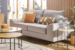 Canapé convertible design 3 places en tissu gris et métal noir GAEL
